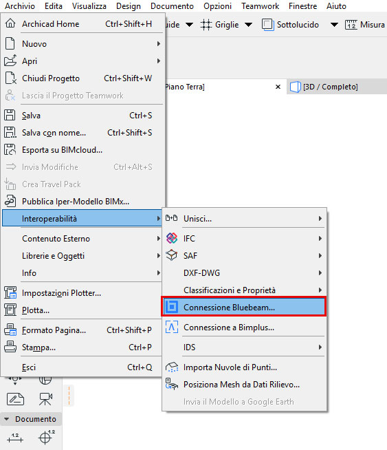 Bluebeam Connection Archicad